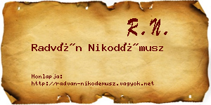 Radván Nikodémusz névjegykártya